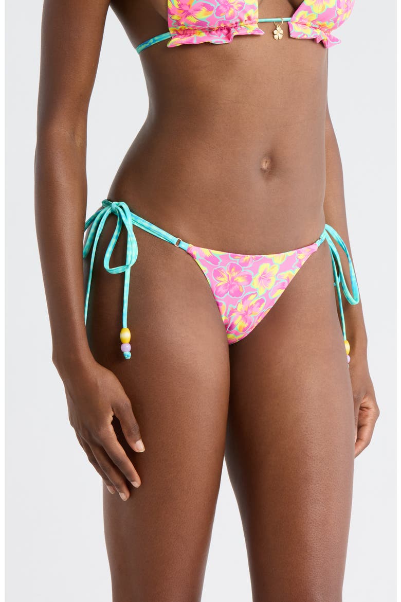 Side Tie Thong Bikini Bottoms, Alternate, color, SUN POP