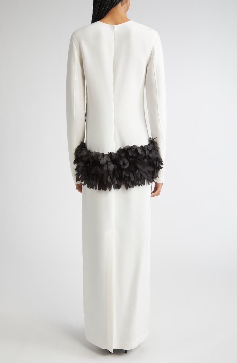 TOTEME Petal Long Sleeve Wool & Silk Dress, Alternate, color, Off-White