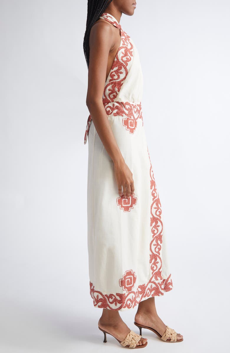 Johanna Ortiz Reinventing Cotton Halter Dress, Alternate, color, Ecru/ Red
