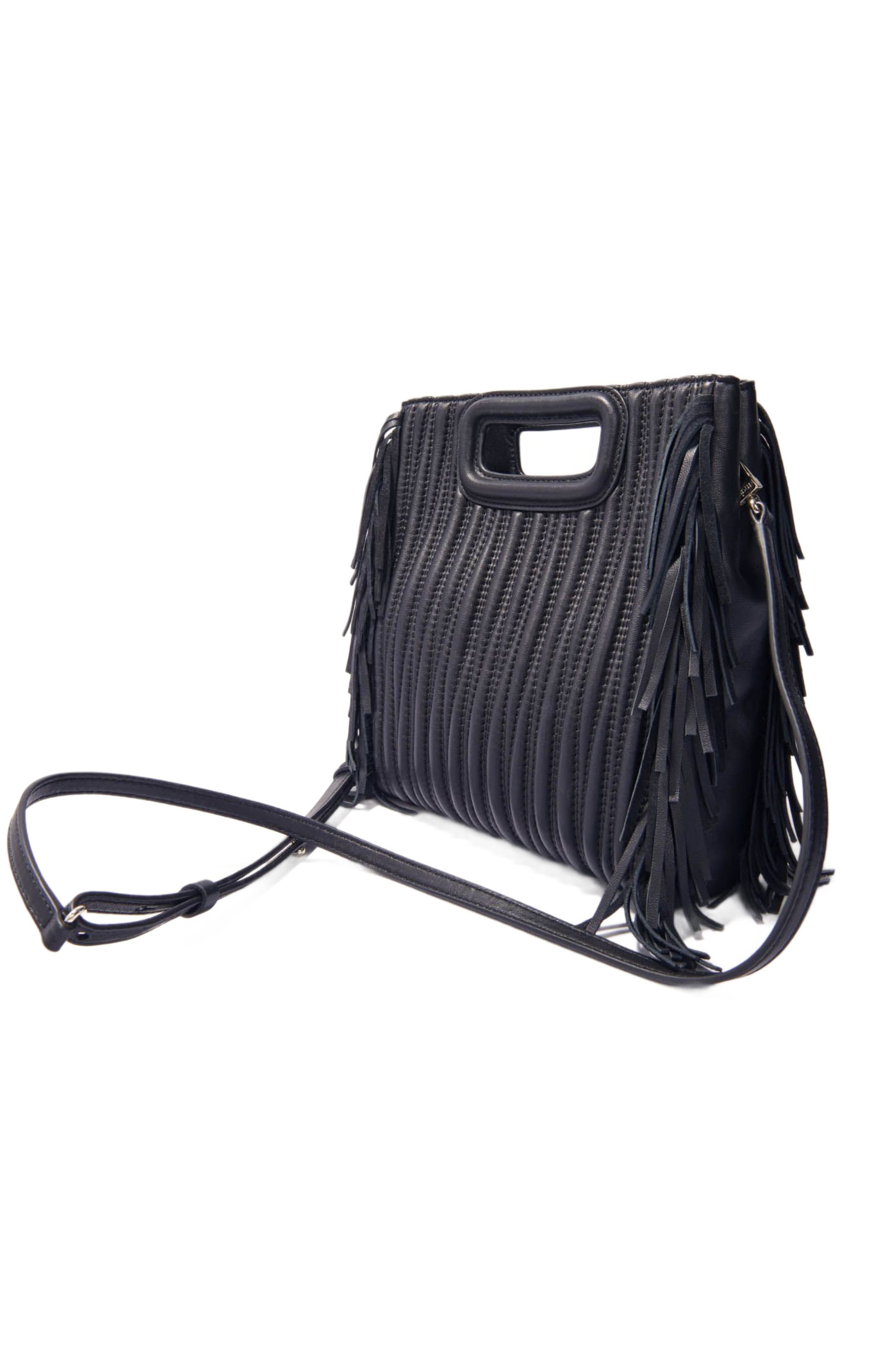 maje Quilted leather M bag, Alternate, color, Black