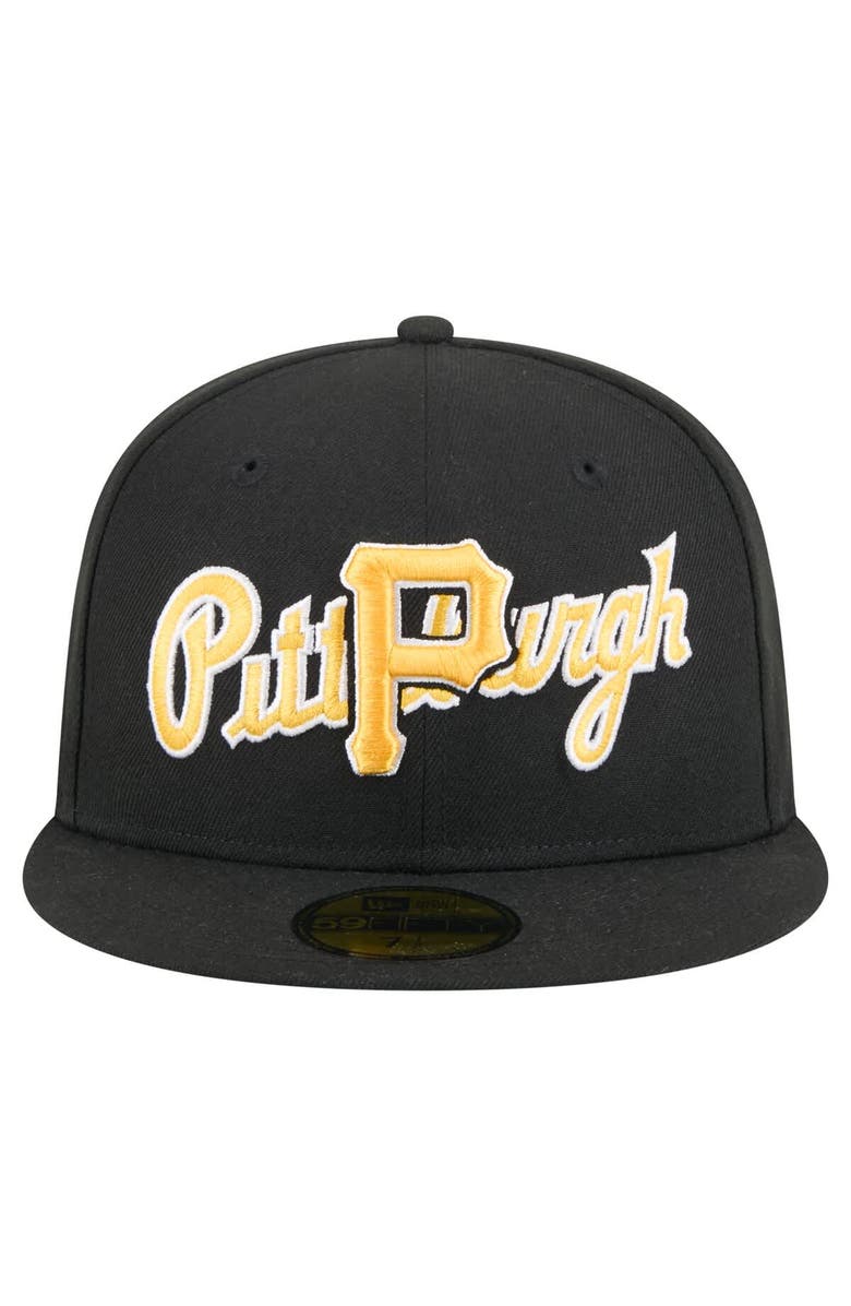 New Era Men's New Era Black Pittsburgh Pirates Overlap 59FIFTY Fitted Hat, Alternate, color, Black