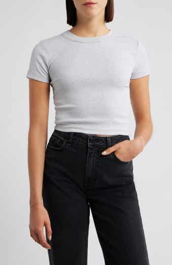 Crop Stretch Cotton T-Shirt