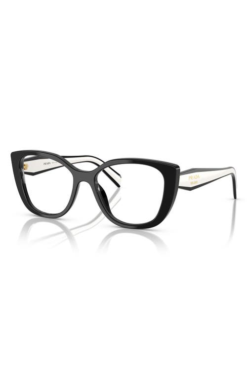Prada 51mm Cat Eye Optical Glasses In Black