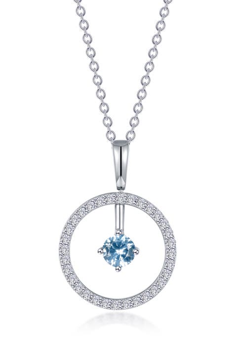 Simulated Diamond Lab-Created Birthstone Reversible Pendant Necklace