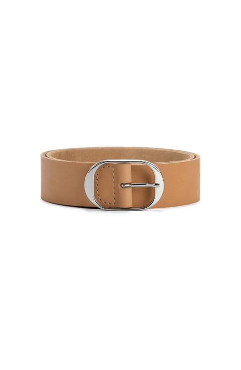 Oval Buckle Leather Belt 45mm