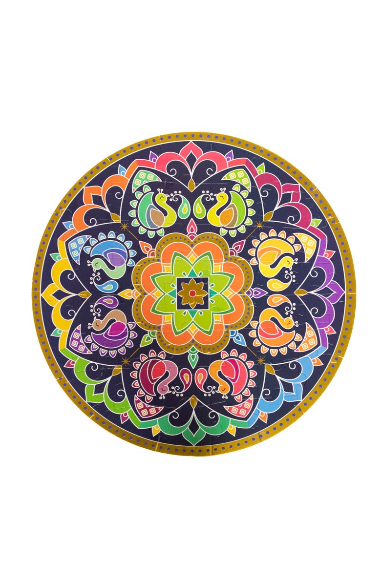 KULTURE KHAZANA Rangoli Mandala 32" Round Floor Puzzle 48 Pieces, Indian Art For Holi, Alternate, color, Multicolored