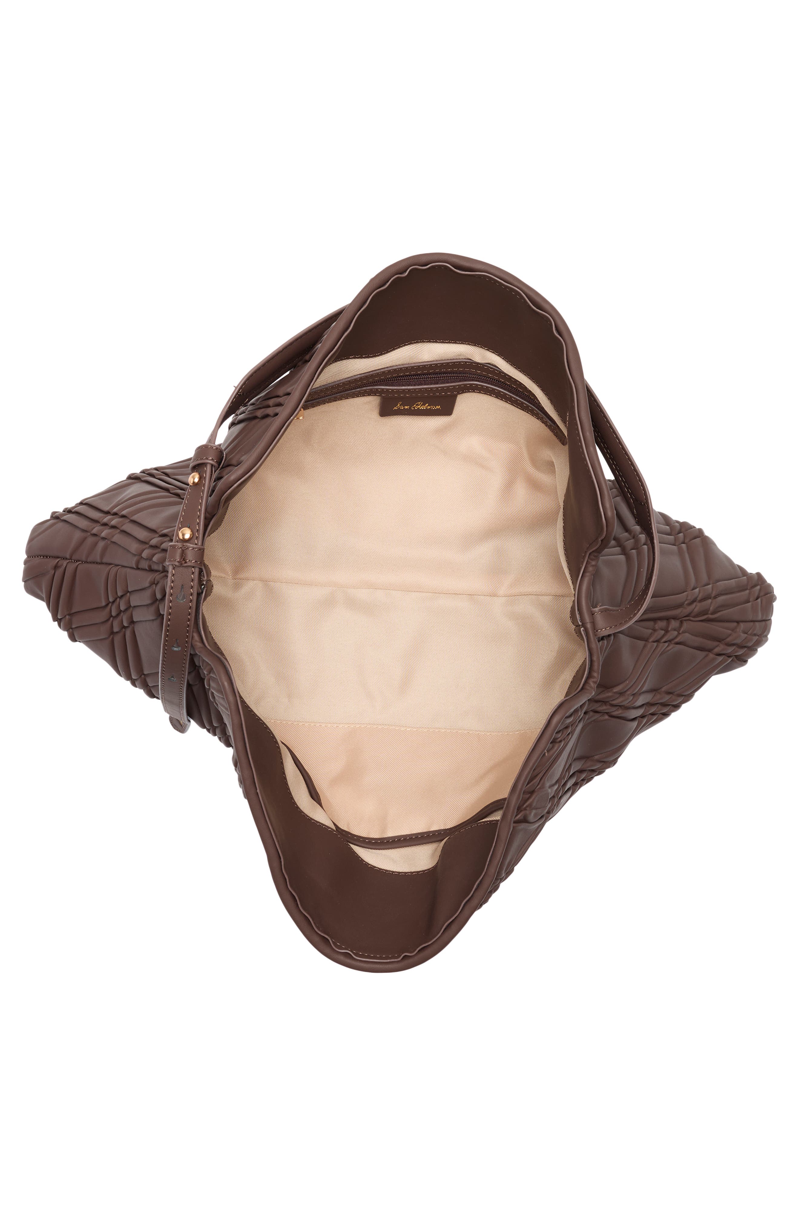 Sam Edelman Peddy Faux Suede Shoulder Bag, Alternate, color, Dark Brown