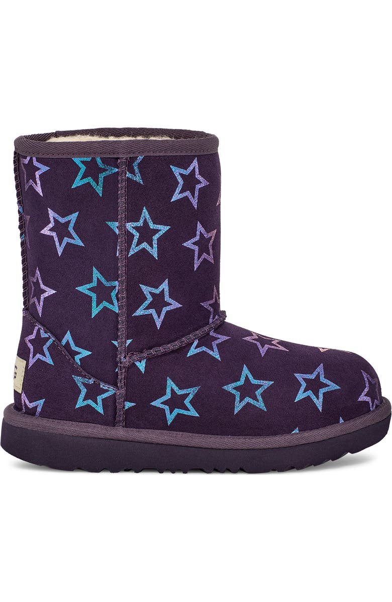 UGG<sup>®</sup> Kids' Classic II Iridescent Stars Boot, Alternate, color, Nightshade / Purple Iridescent
