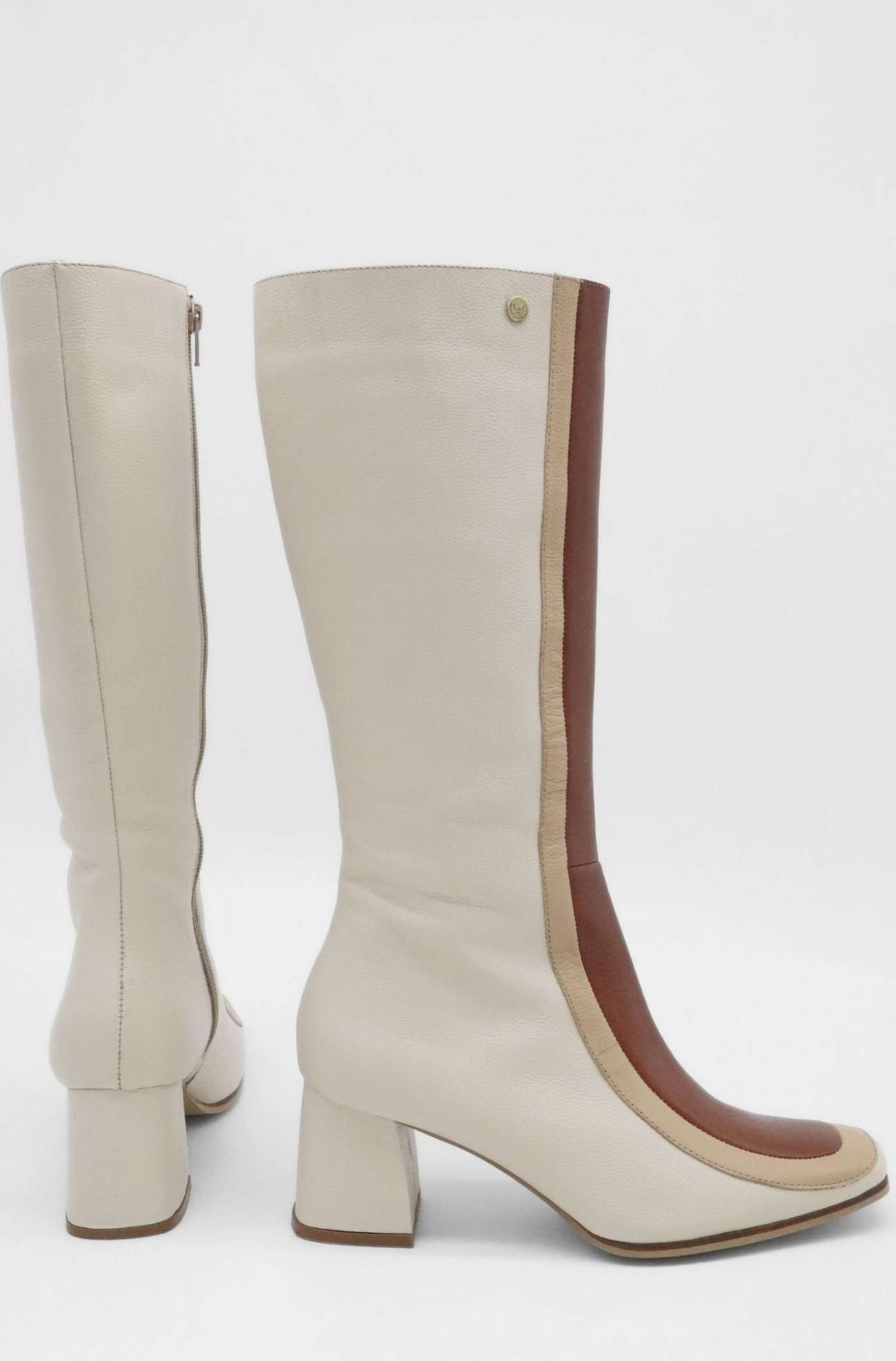 STIVALI NEW YORK Revival Knee High Boots, Alternate, color, Ivory/Brown Leather