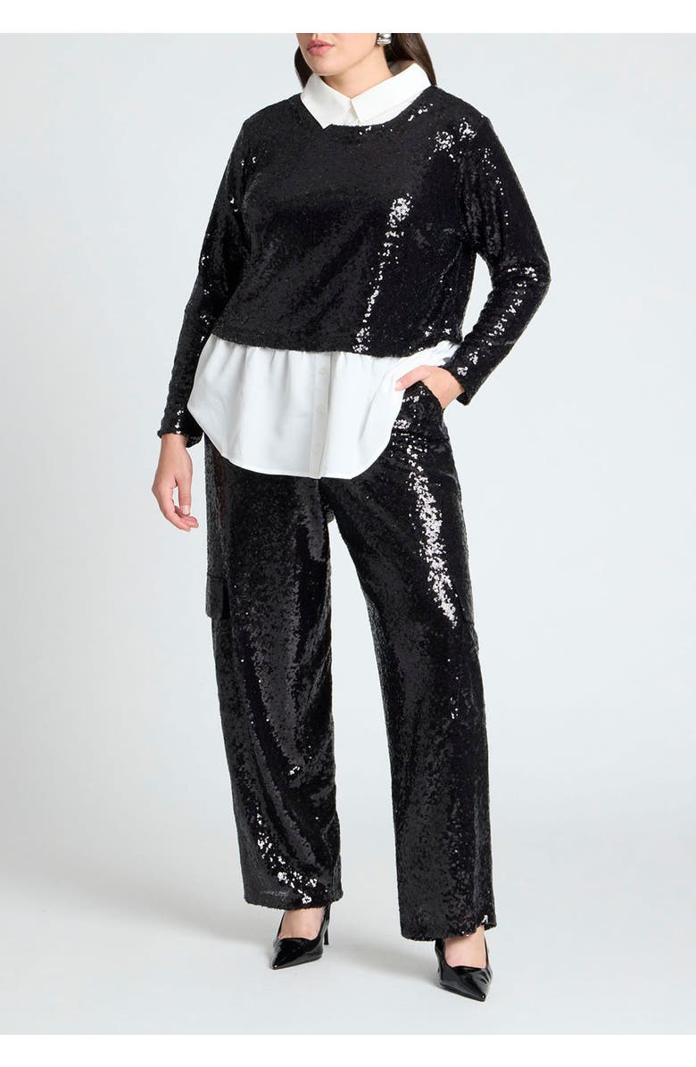 ELOQUII Collared Sequin Twofer, Alternate, color, 