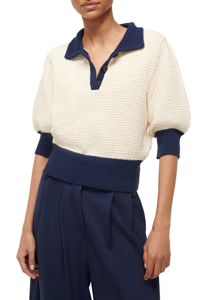 Altea Cotton Blend Sweater, Main, color, IVORY/ NAVY