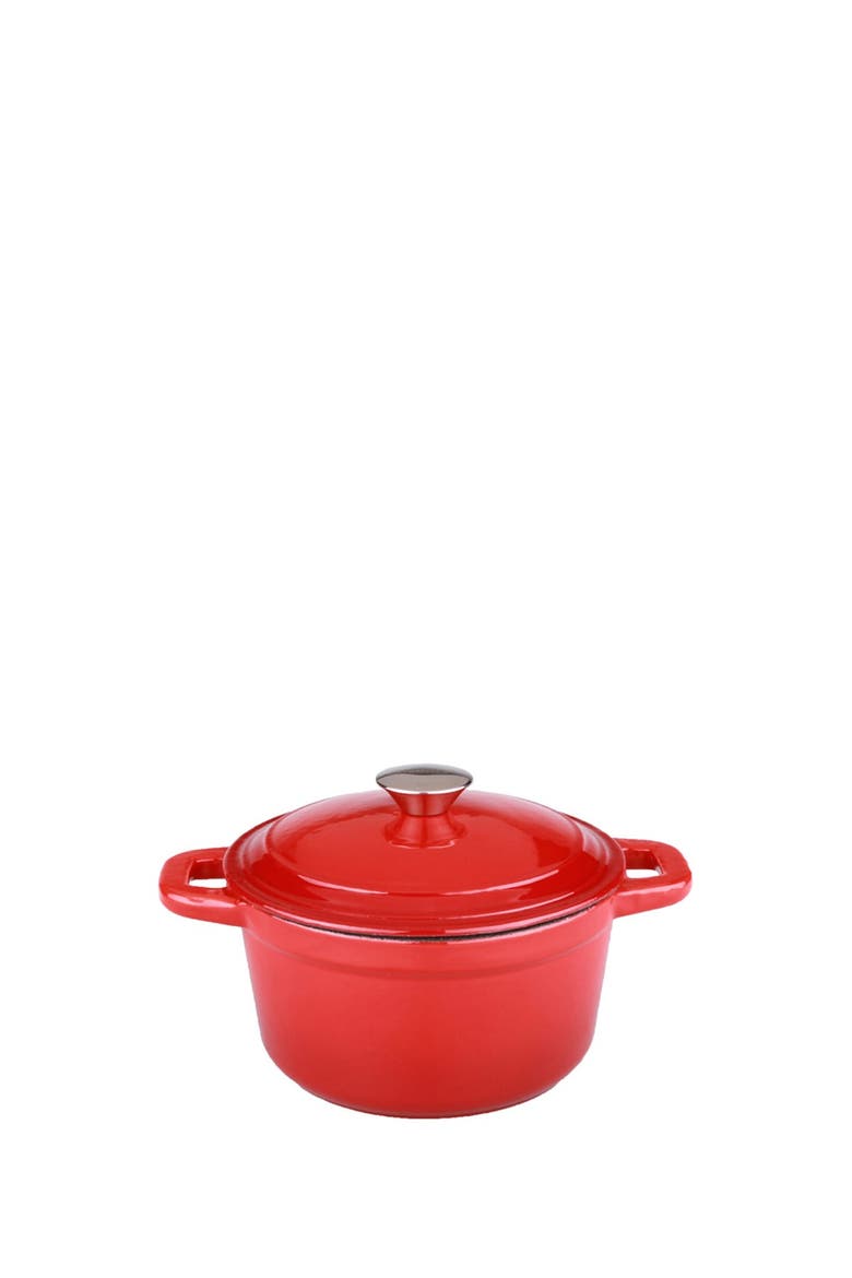 3 Quart Red Cast Iron Covered Dutch Oven, Main, color, RED