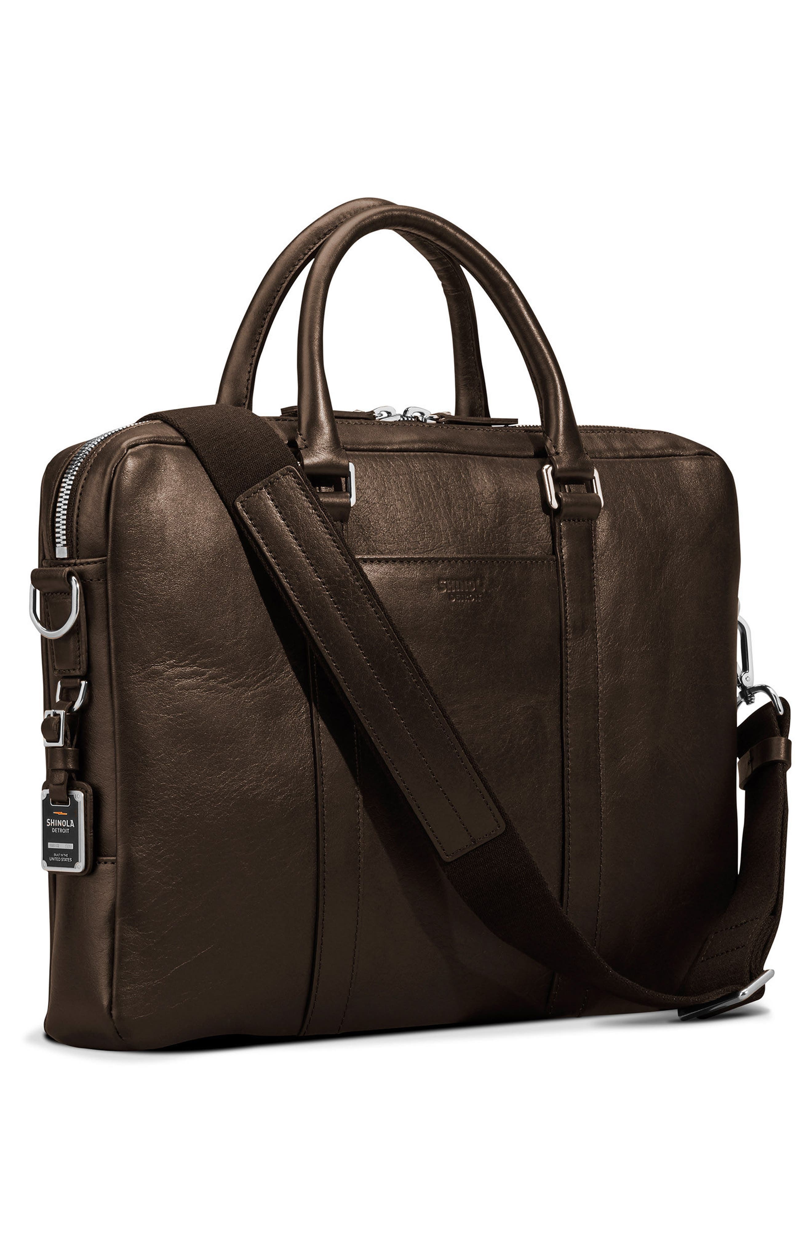 Shinola Signature Leather Computer Briefcase, Alternate, color, 