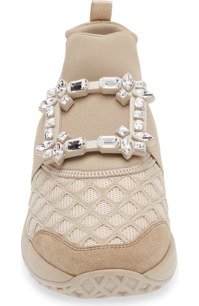 Roger Vivier Viv Run Strass Sneaker, Alternate, color, Natural Beige