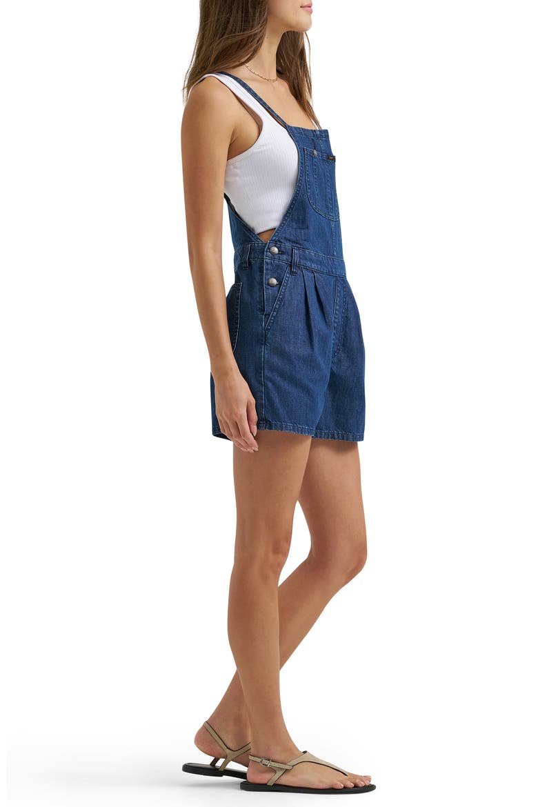 Nonstretch Denim Romper, Alternate, color, MID PACIFIC