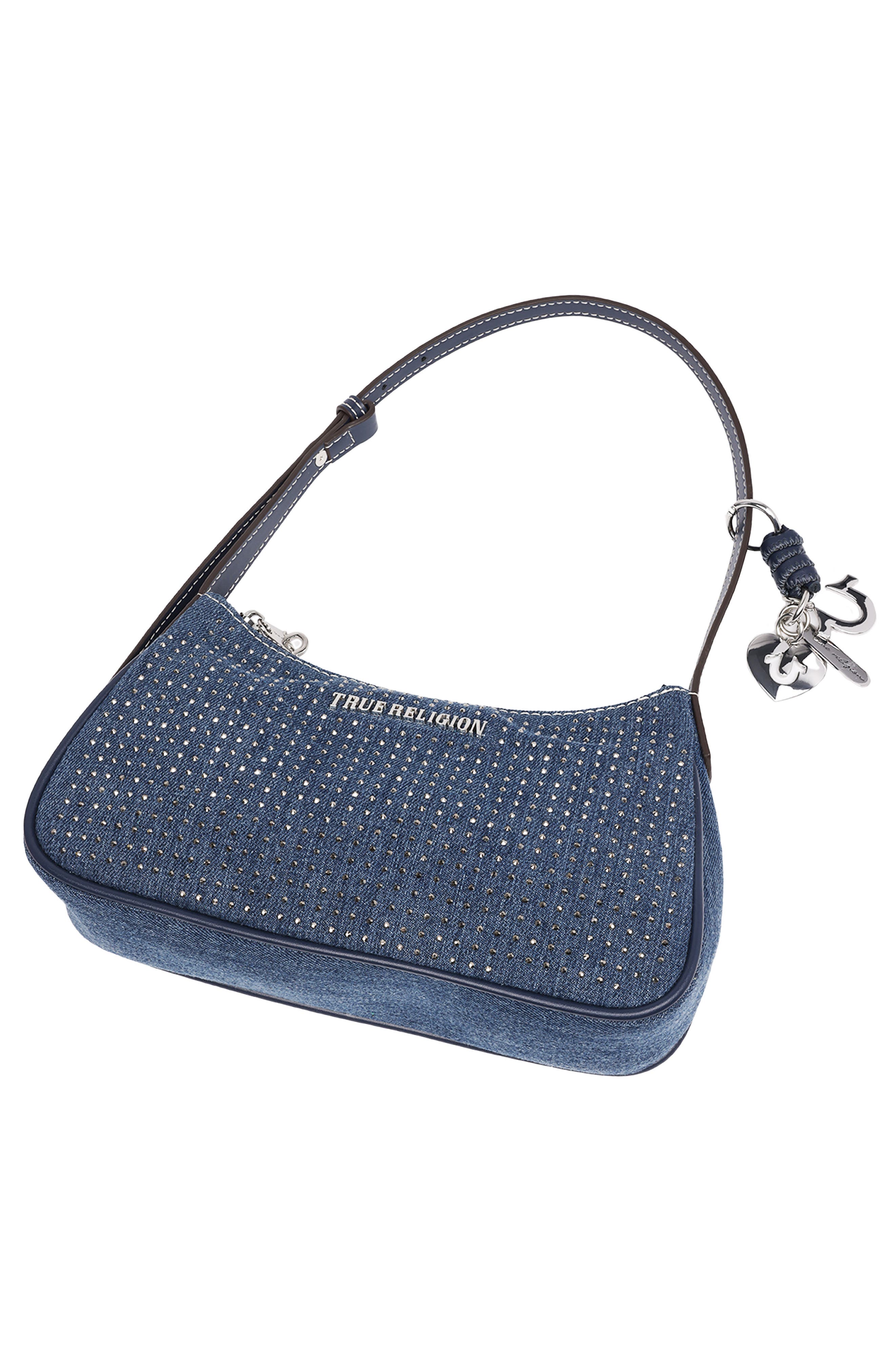 True Religion Embellished Denim Shoulder Bag, Alternate, color, 
