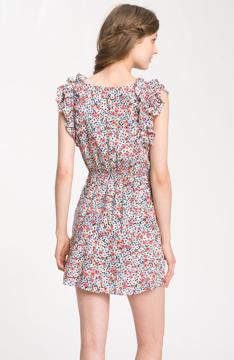 BCBGeneration Floral Ruffle Sleeve Dress, Alternate, color, 