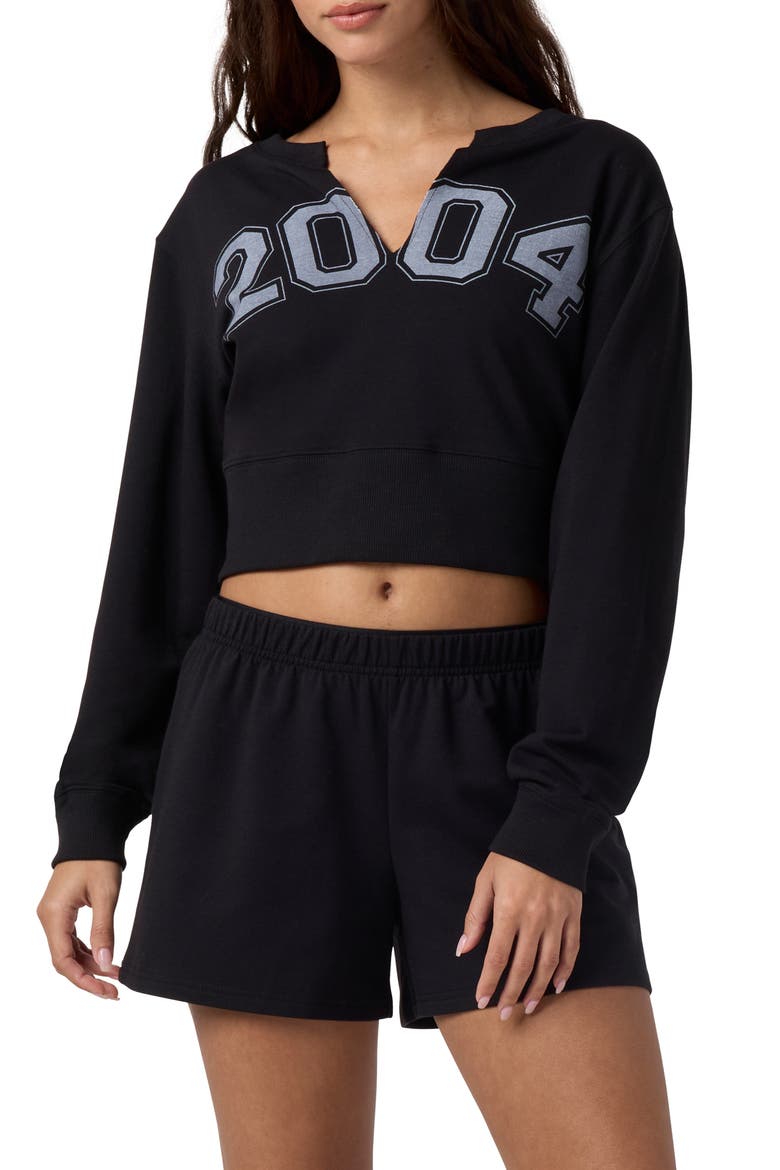 2004 Split Neck Sweatshirt, Main, color, BLACK