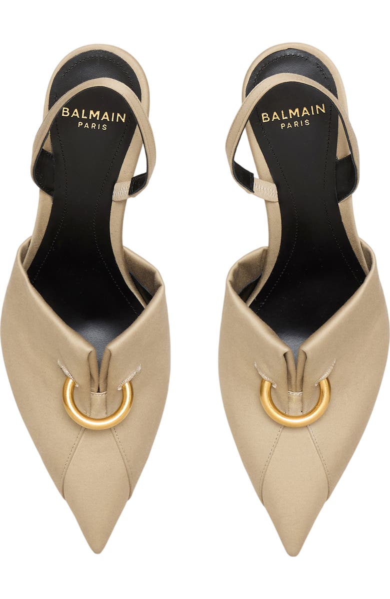 Balmain Cotton gabardine slingbacks with piercing, Alternate, color, Beige