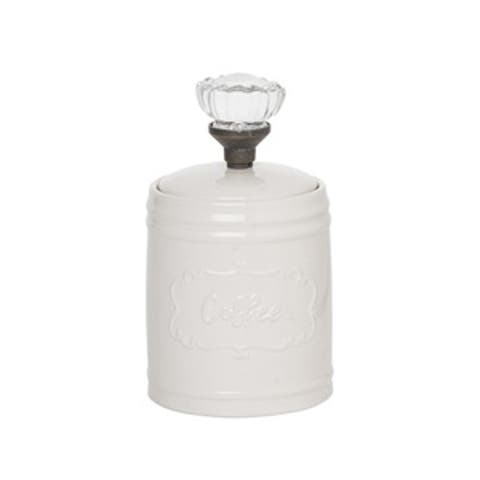 White Dolomite Coffee Canister with Glass Knob
