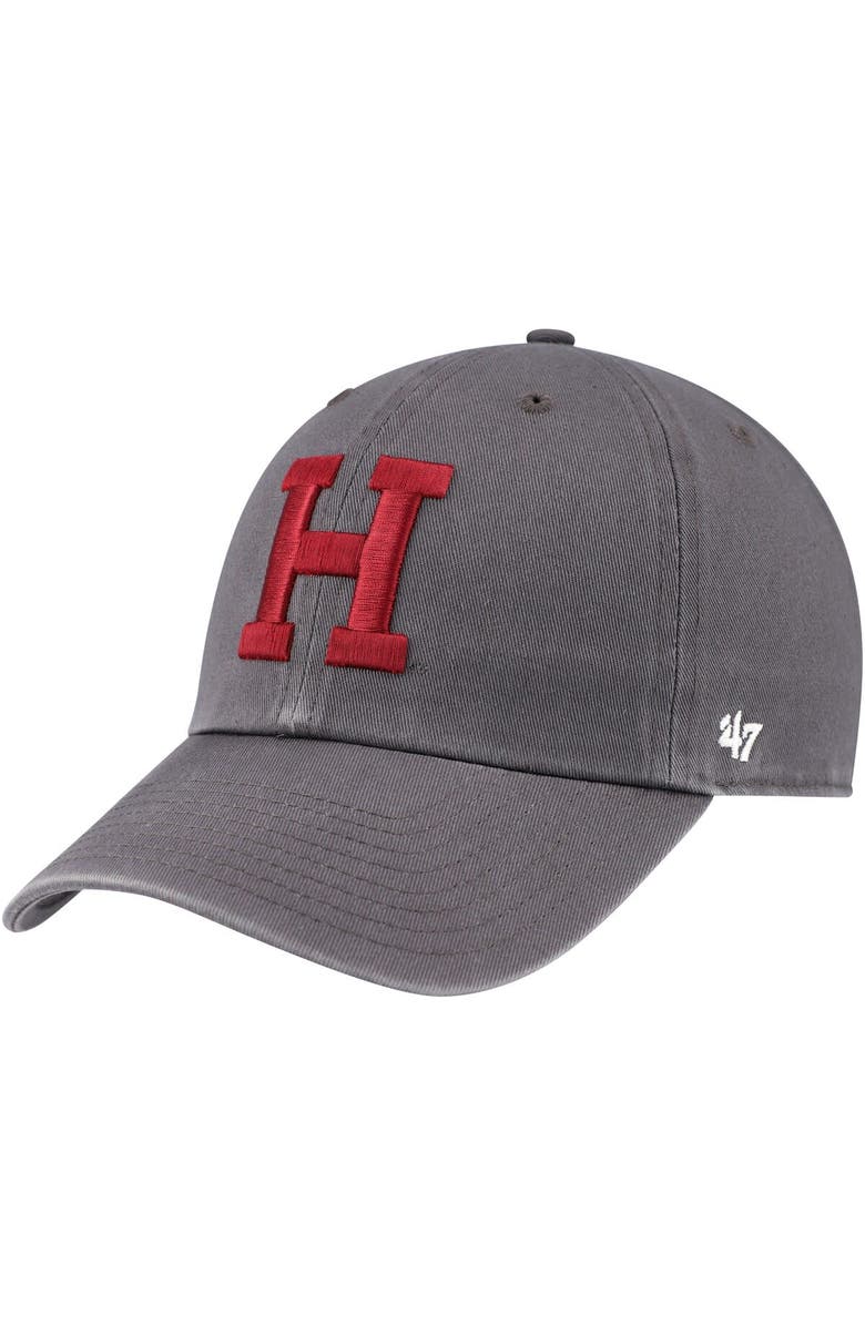 '47 Men's '47 Charcoal Harvard Crimson Clean Up Adjustable Hat, Main, color, 