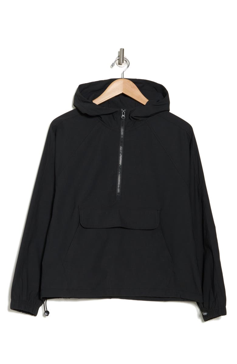 90 DEGREE BY REFLEX Wild Wood Water Resistant Hooded Anorak Jacket, Alternate, color, Black