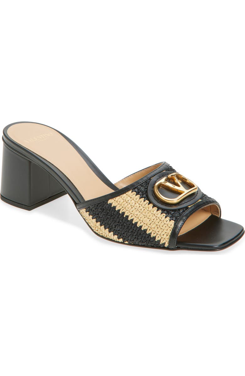 Valentino Garavani VLOGO Slide Sandal, Main, color, Natural/ Black