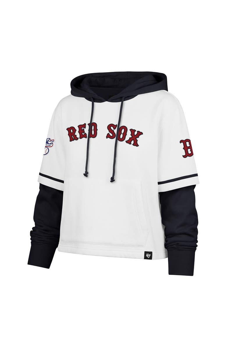 '47 Women's '47 White Boston Red Sox Trifecta Shortstop Cropped Pullover Hoodie, Alternate, color, White