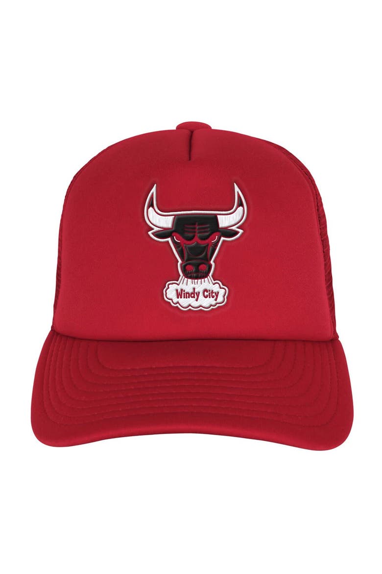 Youth Mitchell & Ness Red Chicago Bulls Core Evergreen Trucker Adjustable Hat, Alternate, color, Red