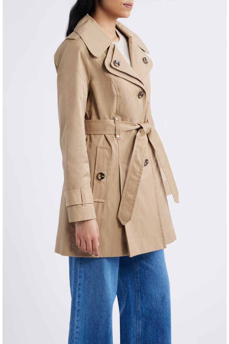 Double Breasted Hooded Trench Coat, Alternate, color, BRITISH KHAKI