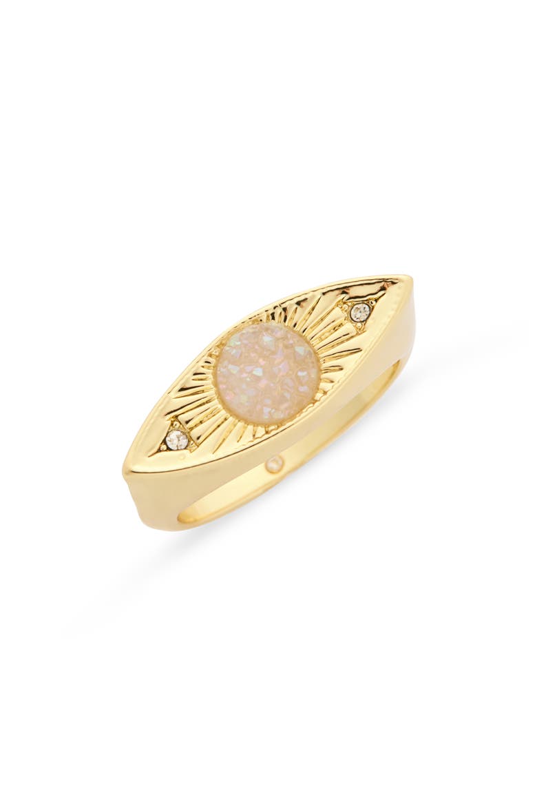 Druzy Evil Eye Band Ring, Main, color, WHITE / GOLD
