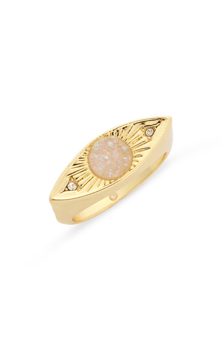 Covet Druzy Evil Eye Band Ring, Main, color, White / Gold