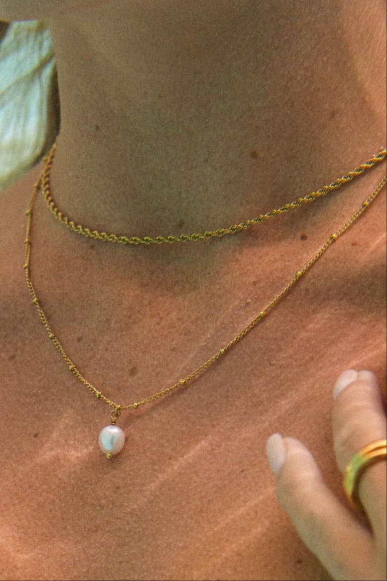 Baroque Pearl Pendant, Alternate, color, Gold