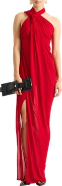 Balmain Long draped jersey dress