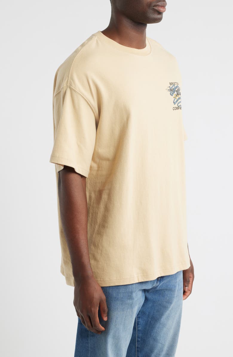 Brixton Live Free Relaxed Fit Cotton Graphic T-Shirt, Alternate, color, Cream Classic Wash