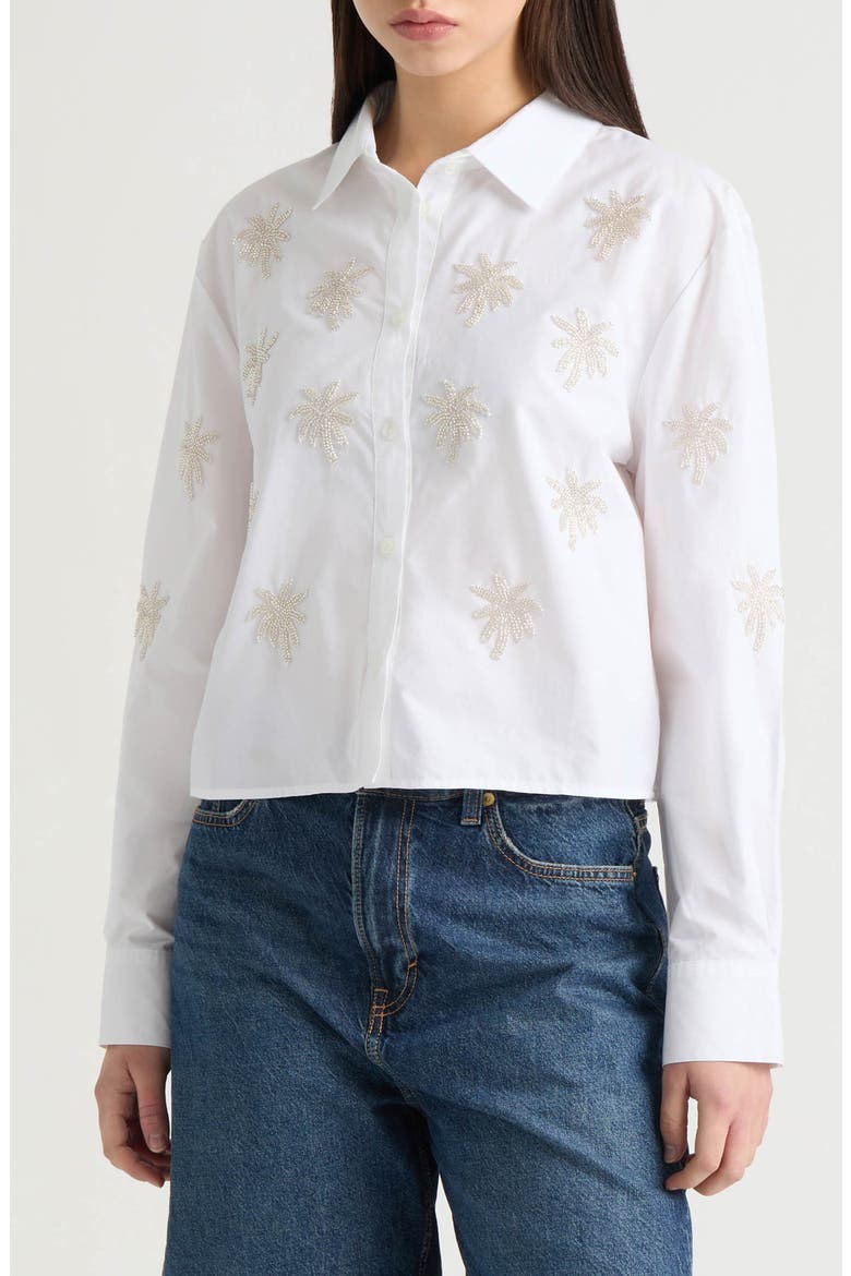 Poplin Beaded Shirt, Main, color, WHITE