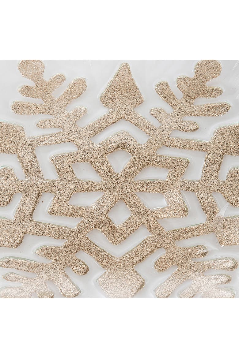 Golden Snowflake Glass Decorative Christmas Plate, Alternate, color, Clear
