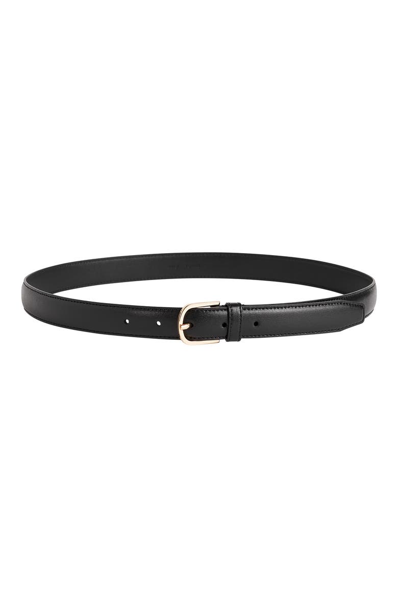 Slim Leather Belt, Main, color, BLACK