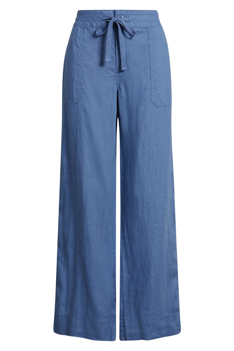 Linen Wide Leg Pants, Alternate, color, CARSON BLUE