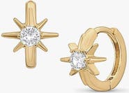Bearfruit Jewelry 14k Gold Plated Pointed Star Huggies Minimalist Dainty Sparkle