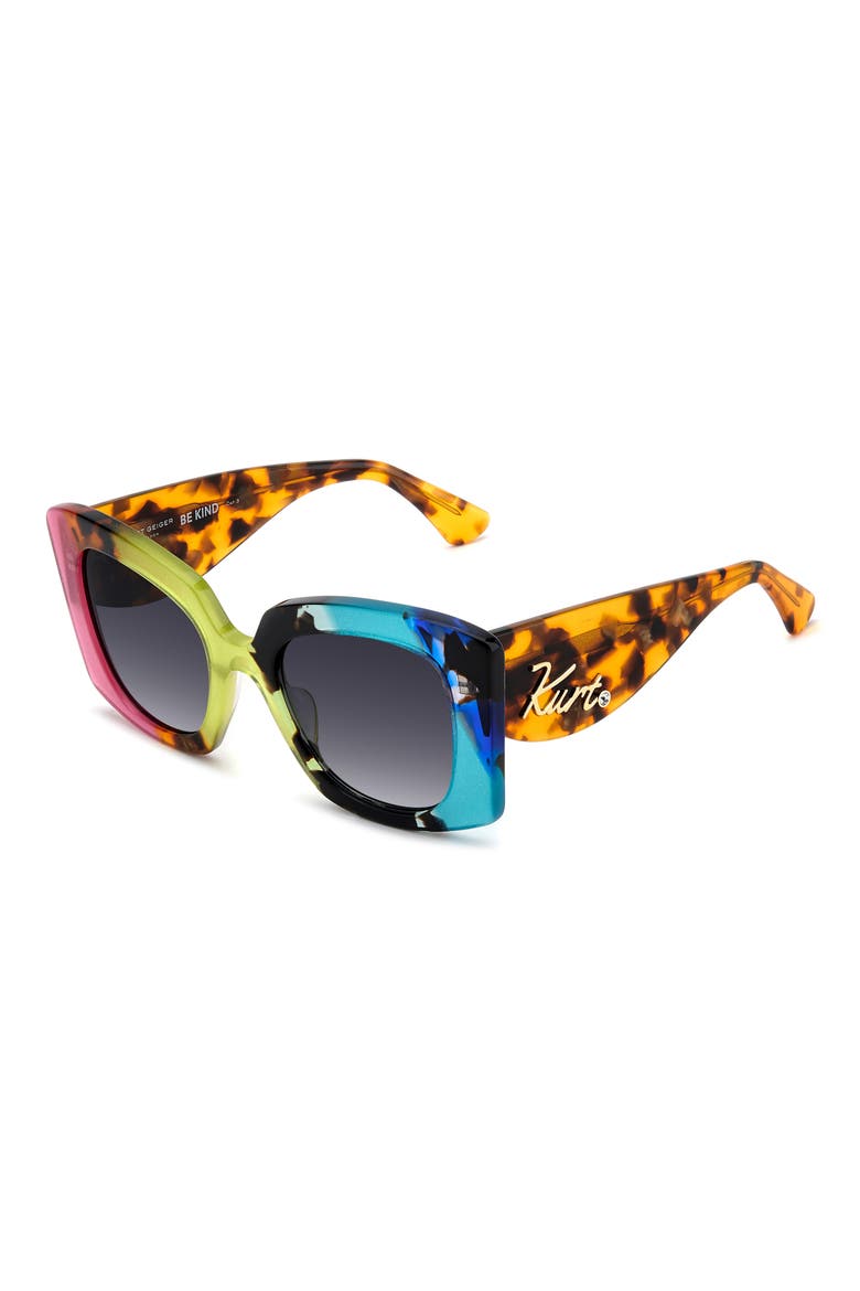 52mm Square Sunglasses, Alternate, color, PINK MULTIC/ DARK GREY SF