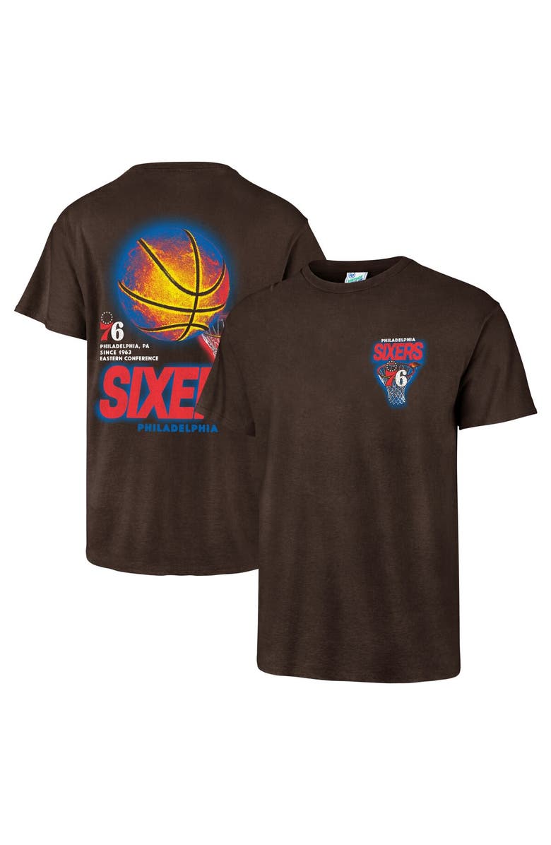 '47 Men's '47 Brown Philadelphia 76ers Vintage Tubular Dagger Tradition Premium T-Shirt, Alternate, color, 