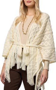 SAACHI Cable Stitch Tassel Ruana