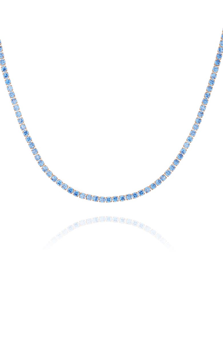 Vince Camuto Crystal Tennis Necklace, Alternate, color, Gold Tone/ Blue