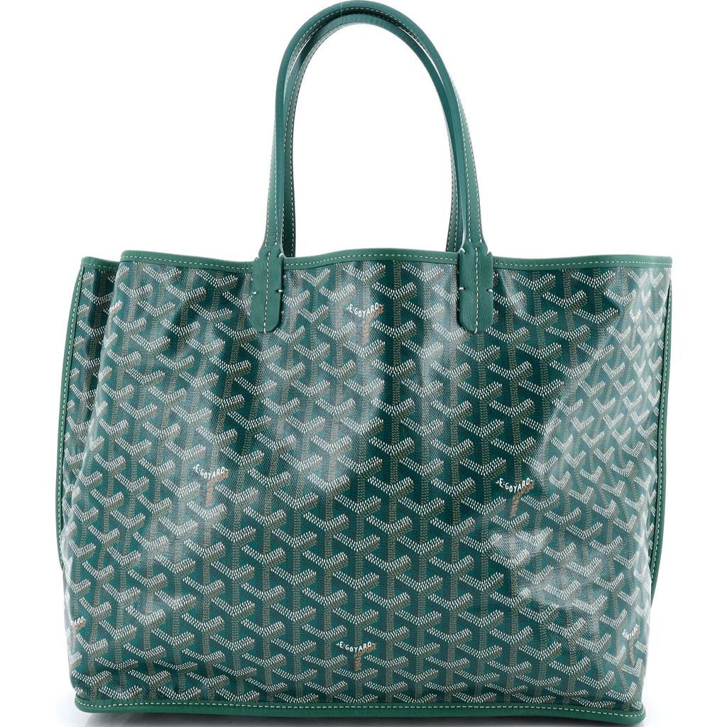 Pre-owned Goyard Goyard Anjou Reversible Tote Coated Canvas Pm In Green