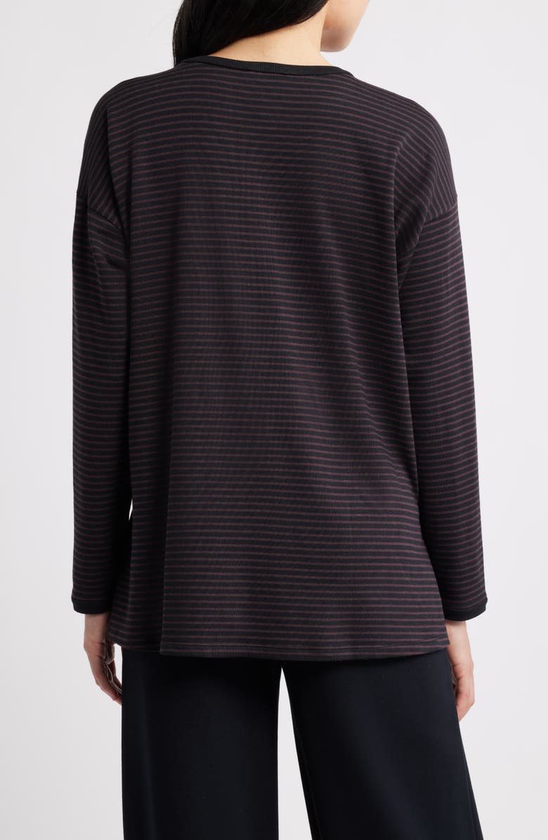 Eileen Fisher Stripe Long Sleeve Top, Alternate, color, Cassis