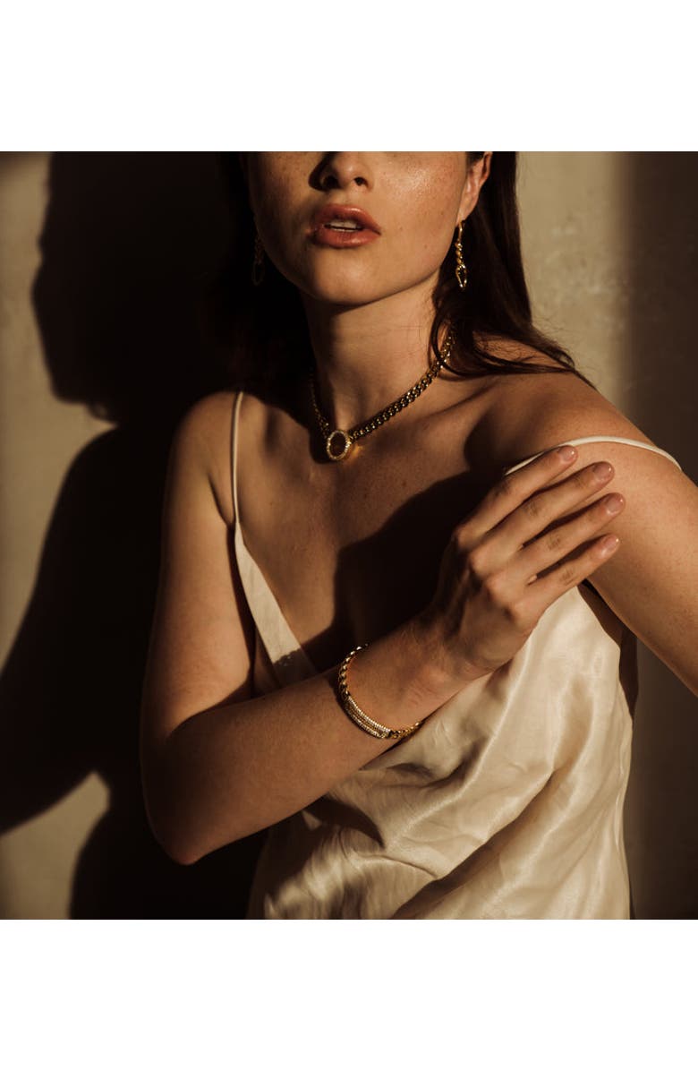 ZARUX Eterna Pave Link Choker, Alternate, color, Yellow Gold