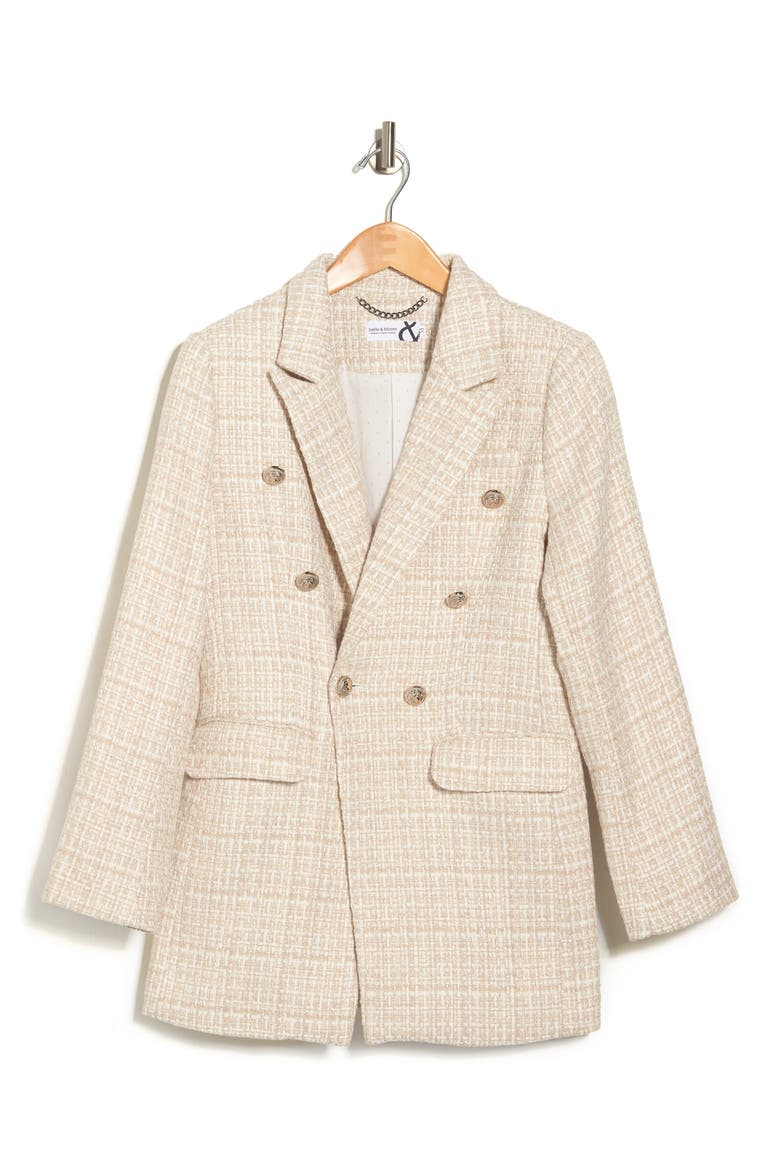 Princess Polly Tweed Blazer, Alternate, color, BEIGE MARLE