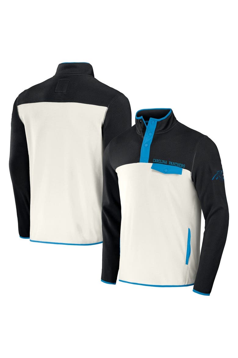 Men's NFL x Darius Rucker Collection by Fanatics Black/Cream Carolina Panthers Micro Fleece Quarter-Snap Jacket, Main, color, Black
