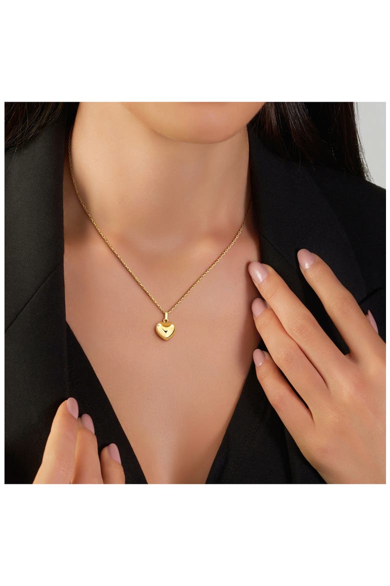 Puffed Heart Pendant Necklace, Alternate, color, GOLD